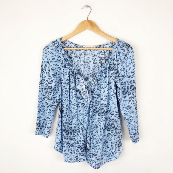 Rebecca Taylor leopard pattern print top cheetah animal blue 27112 - Picture 1 of 10